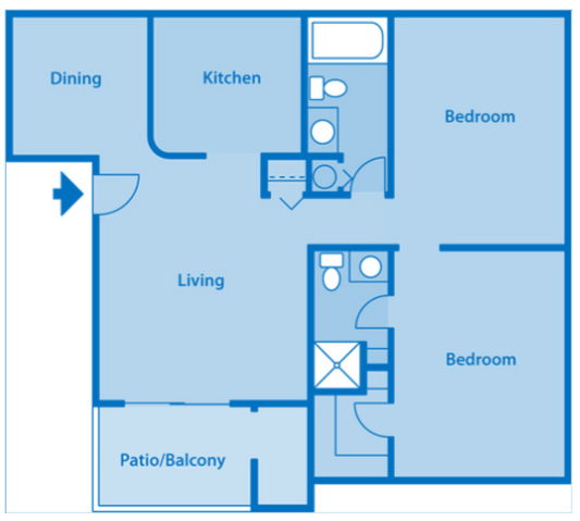 Estancia 2A Two Bedroom Floor Plan